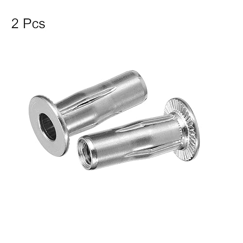 Miniatura 3 de uxcell M6 - Tuercas de remache de agarre múltiple, 2 piezas de vástago preabombado, cabeza plana, tuerca de inserción roscada de acero inoxidable