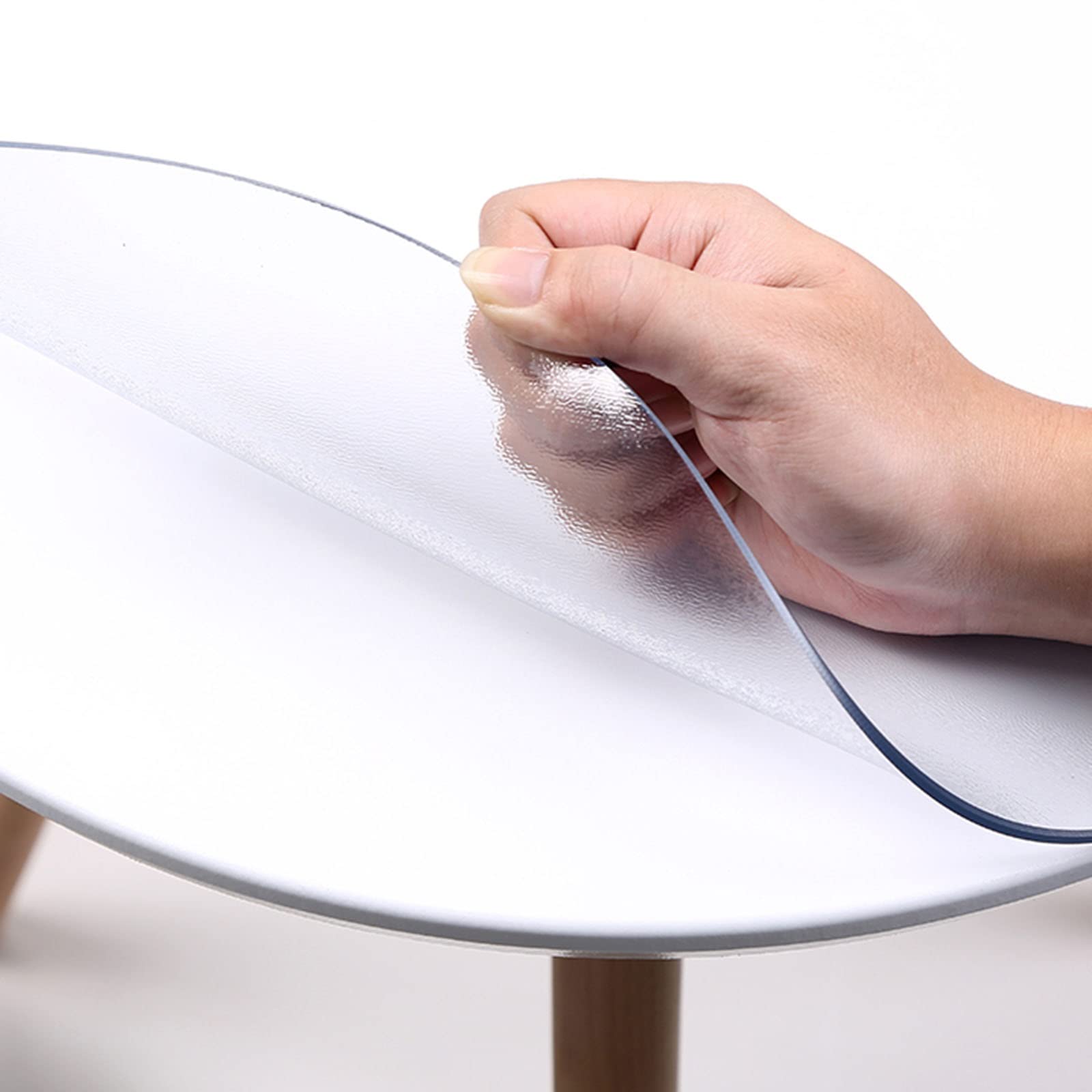 Nappe en Verre Souple Ronde transparente anti-tache et anti-rayure en PVC 2mm pour table 100cm