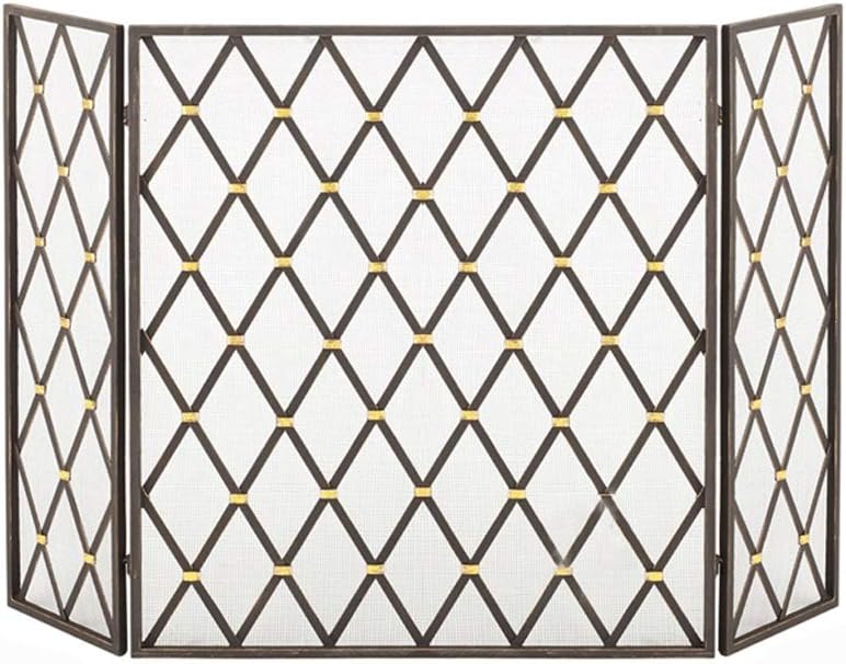 Adjustable 3-Panel Fireplace Screen, Black Spark Guard, Fire Safety Protector, Decorative Hearth Guard for Home, Firepit Accessories, Heat Resistant Barrier