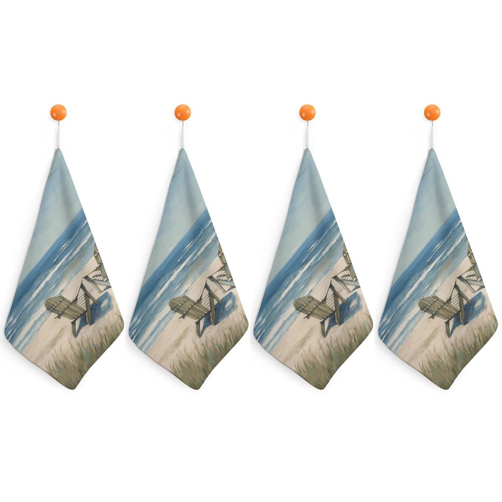 Lot de 4 torchons de cuisine en microfibre à motif plage