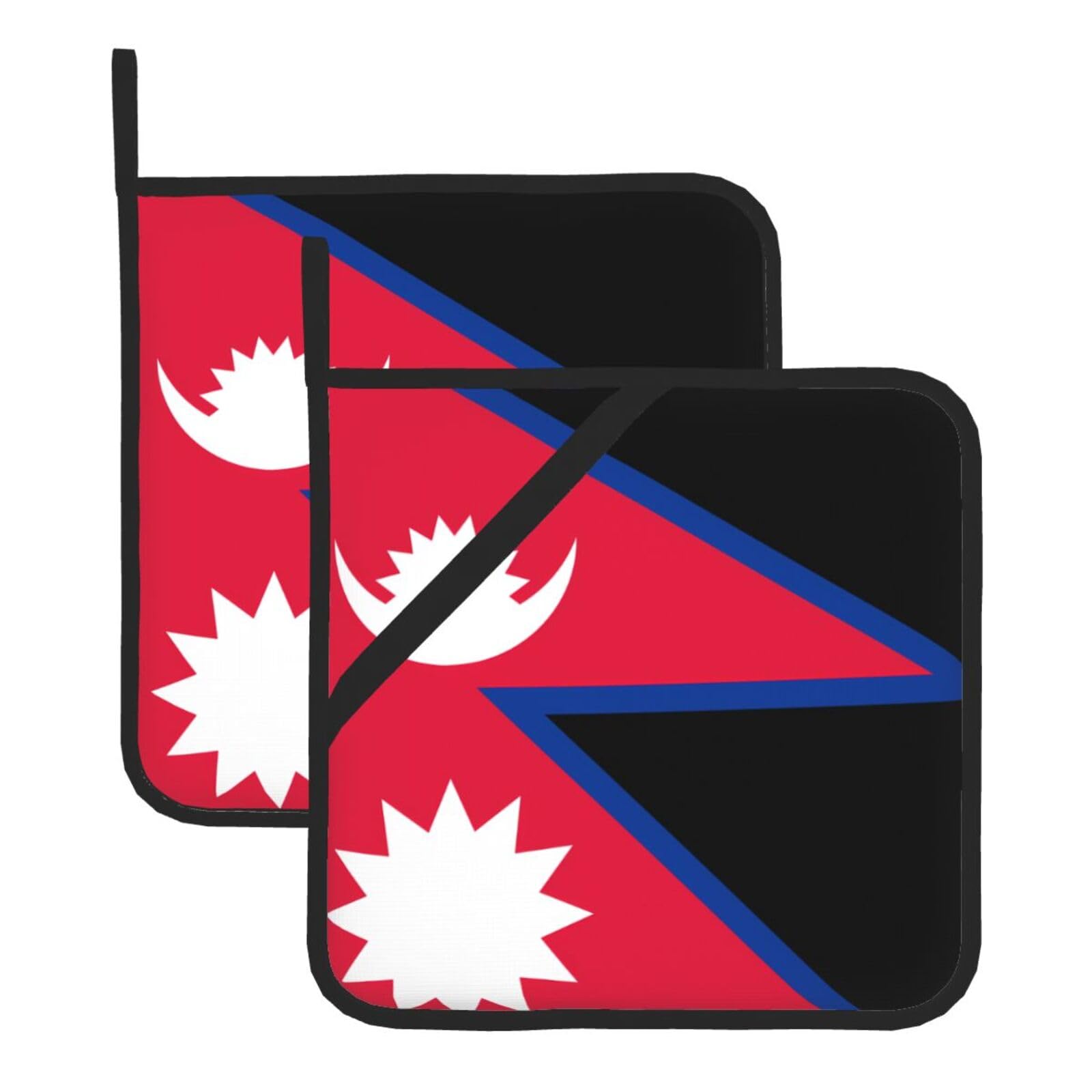 Flag of Nepal Square Heat Resistant Trivet Set Thick and Durable for Baking Barbecue Cookware Oven