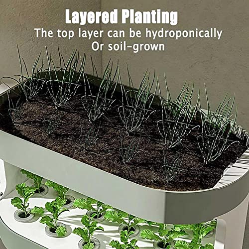 Tour de croissance hydroponie de 4 niveaux, système de jardin intérieur de 64 héros avec télécommande LED à spectre complet pour herbes, kit de plantation compact sans sol pour cuisine domestique