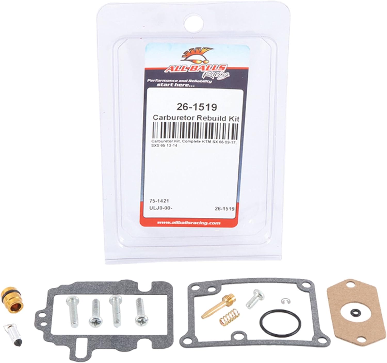 New All Balls Racing Carburetor Kit, Complete 26-1519 Compatible With/Replacement For KTM 65 SXS 13-14