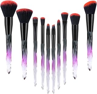 10pcs Makeup Brush Set - Cosmetic Foundation Brush For Liquid Makeup Contour Eyeshadow Blush Brush Black Red Acrylic Handl...