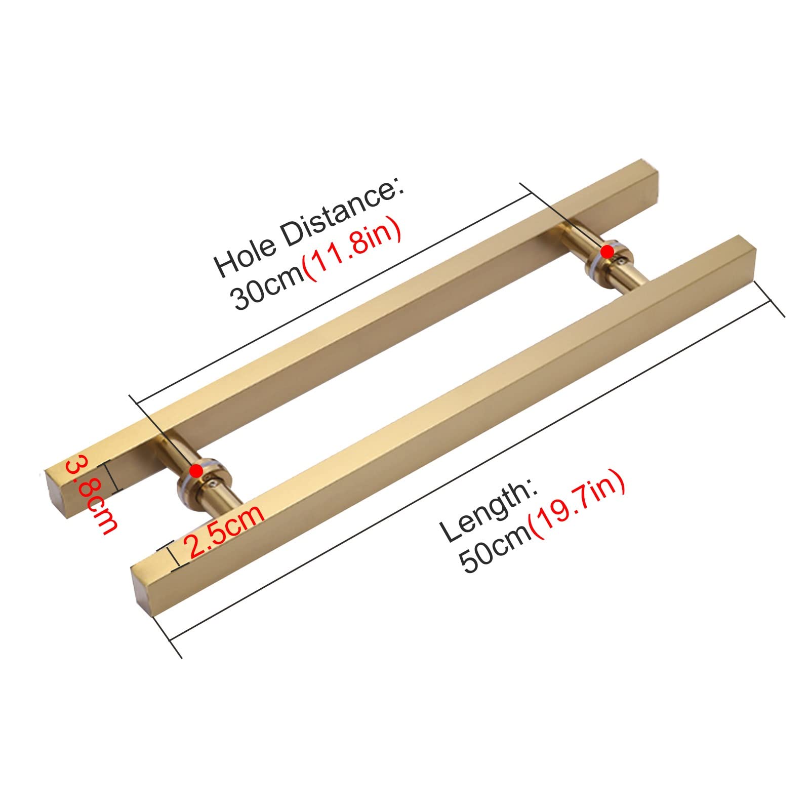 Manilla de Acero Inoxidable para Puerta corredera de Granero, para Entrada de Madera/Vidrio, Manilla de Empuje/tracción en Forma de H con Tubo Cuadrado, Montaje a Doble c