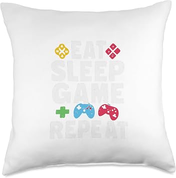 Eat Sleep Game Repeat Gamer Gift Throw Pillow
