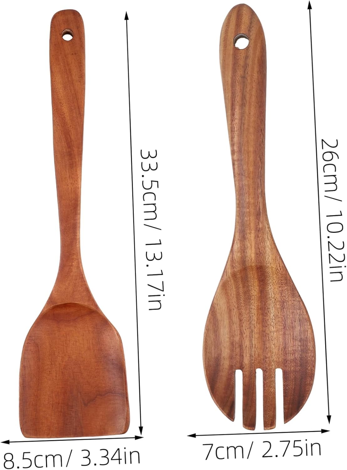 Wooden Salad Serving Utensils Set Spork with Long Handle