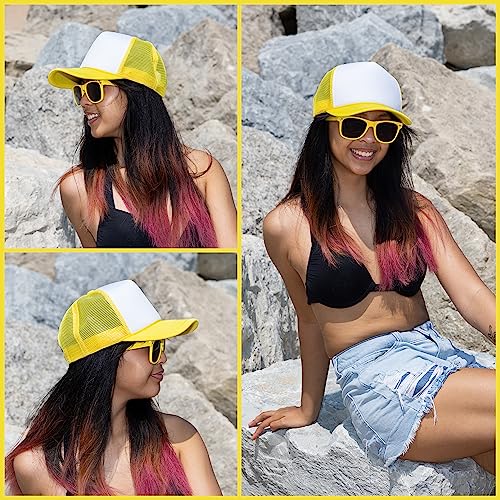 Image of Funky Junque Foam Trucker Hat, Trucker Hats for Women & Men - Blank Adjustable Snapback Mesh Back Baseball Cap