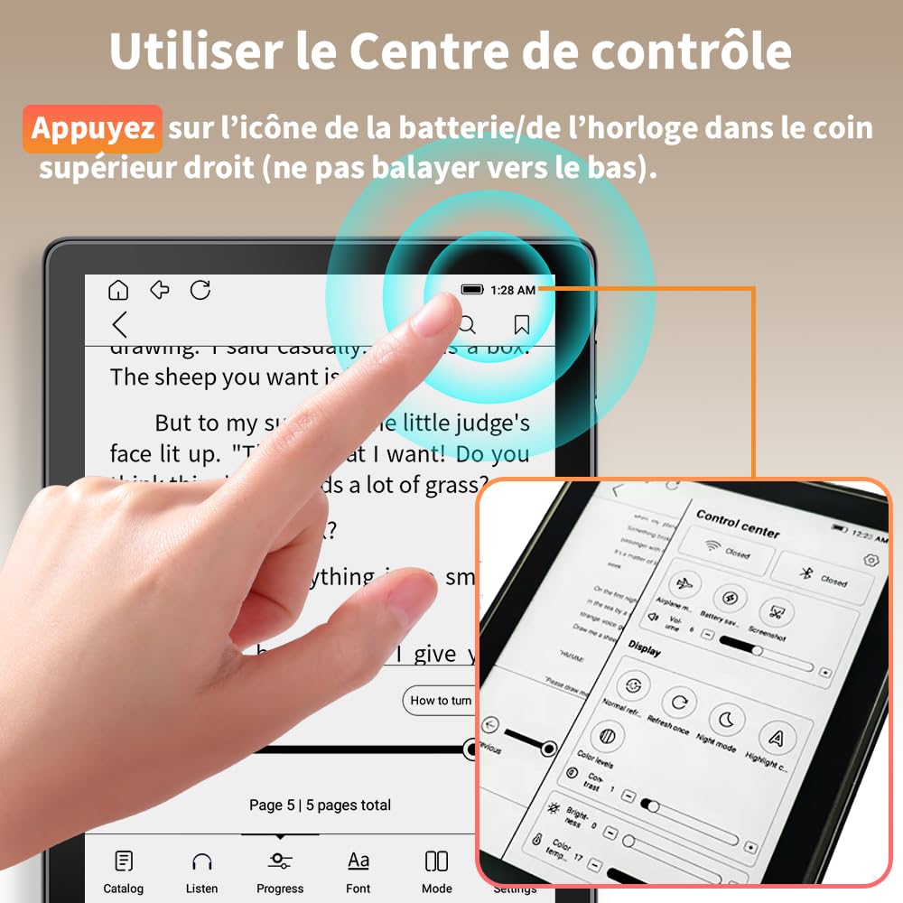 Veidoo Liseuse e-book 6 pouces avec grand écran E-Ink, 32 Go de ROM, 758 x 1024, 212 DPI, SMARTlight réglable, E-reader Android, Haut-parleur intégré, Tablette E-Ink avec WiFi et couvercle (Noir)