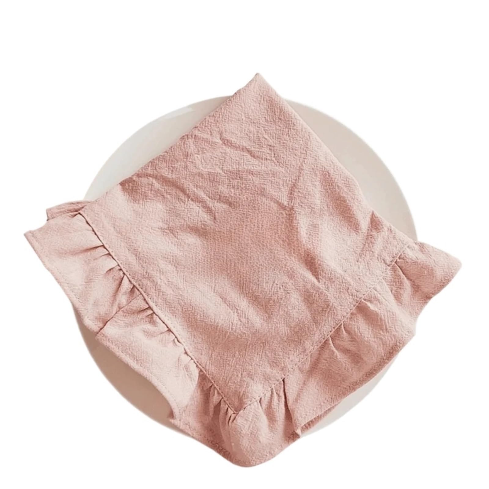 Ruffle Placemats Ruffled Edge Place Mat Cotton Solid Color Table Napkin Rectangular Coaster Decor(Pink,17.72x17.72 in)
