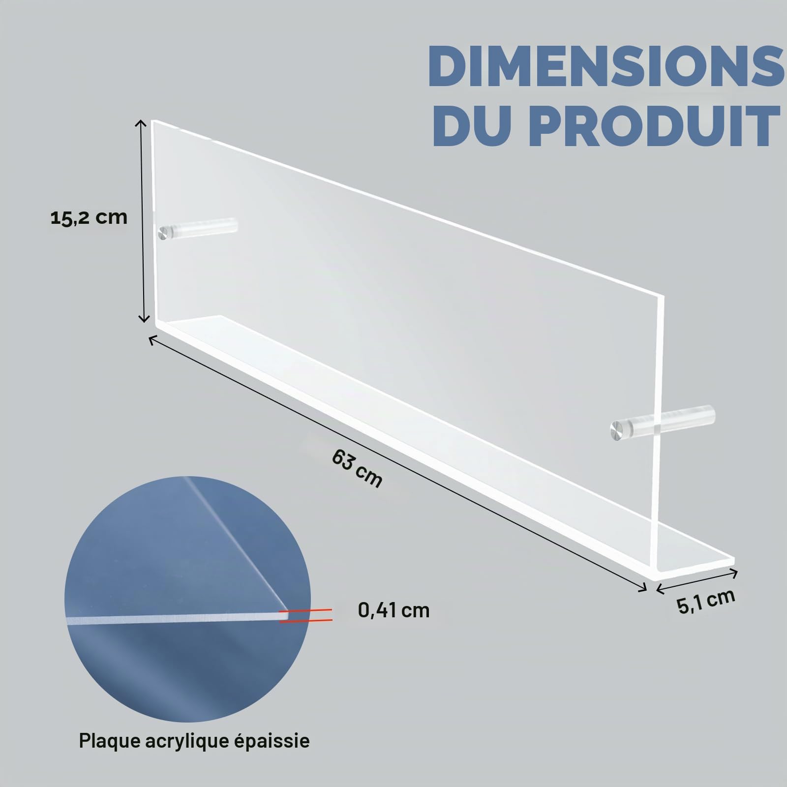 DuvinDD 2PCS Porte-revues Muraux en Acrylique Transparent,Longueur 60CM | Porte Revue Mural Acrylique, Vinyle Etagère Mural, Étagère de Rangement Transparente pour la Maison, Le Bureau et Le Salon