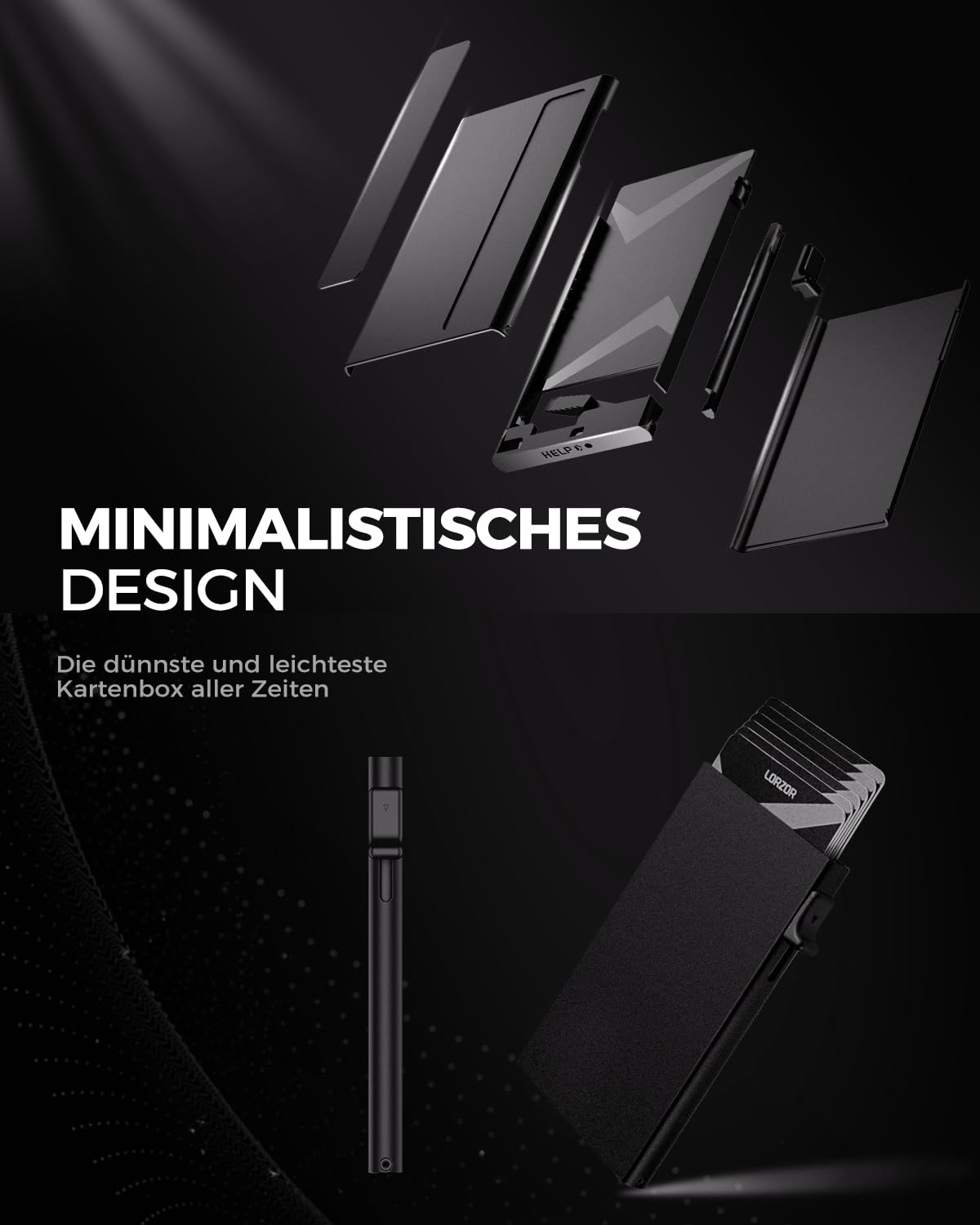 LORZOR® Slim Wallet mit Münzfach, Geldbörse Herren echtem Leder, RFID Blocker Portemonnaie, Portmonee Herren Kartenetui mit Münzfach, Geldbeutel für 10 Karten, Smart Wallet