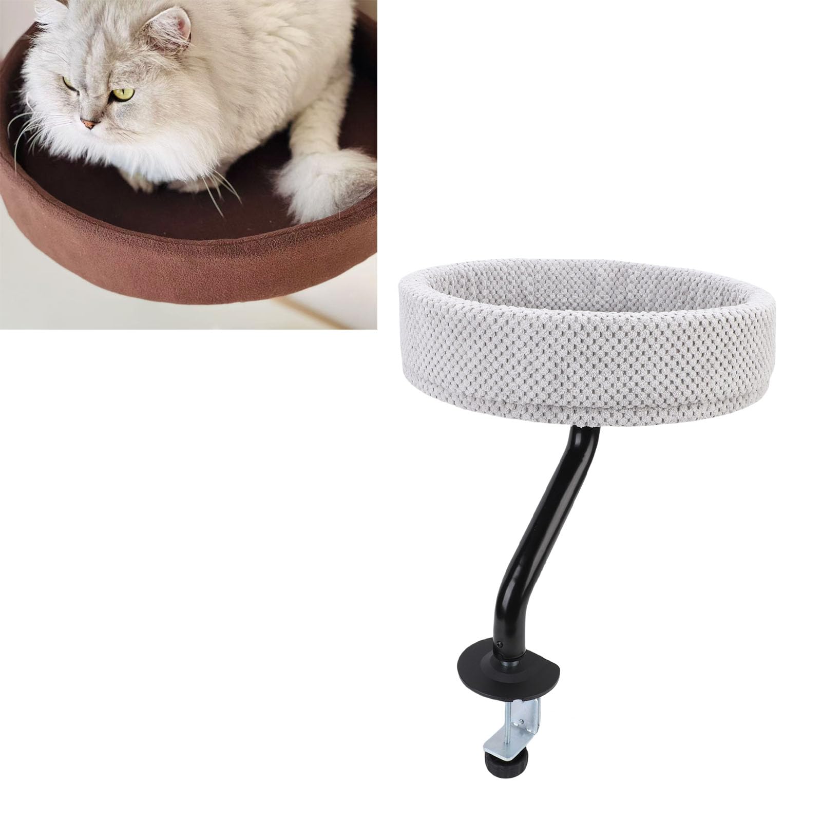 Generic Lettino per Gatti da Scrivania, Comoda Amaca per Gatti Regolabile da Tavolo, per Casa, Ufficio, Mobili per Animali Domestici con Robusta Struttura in Ferro