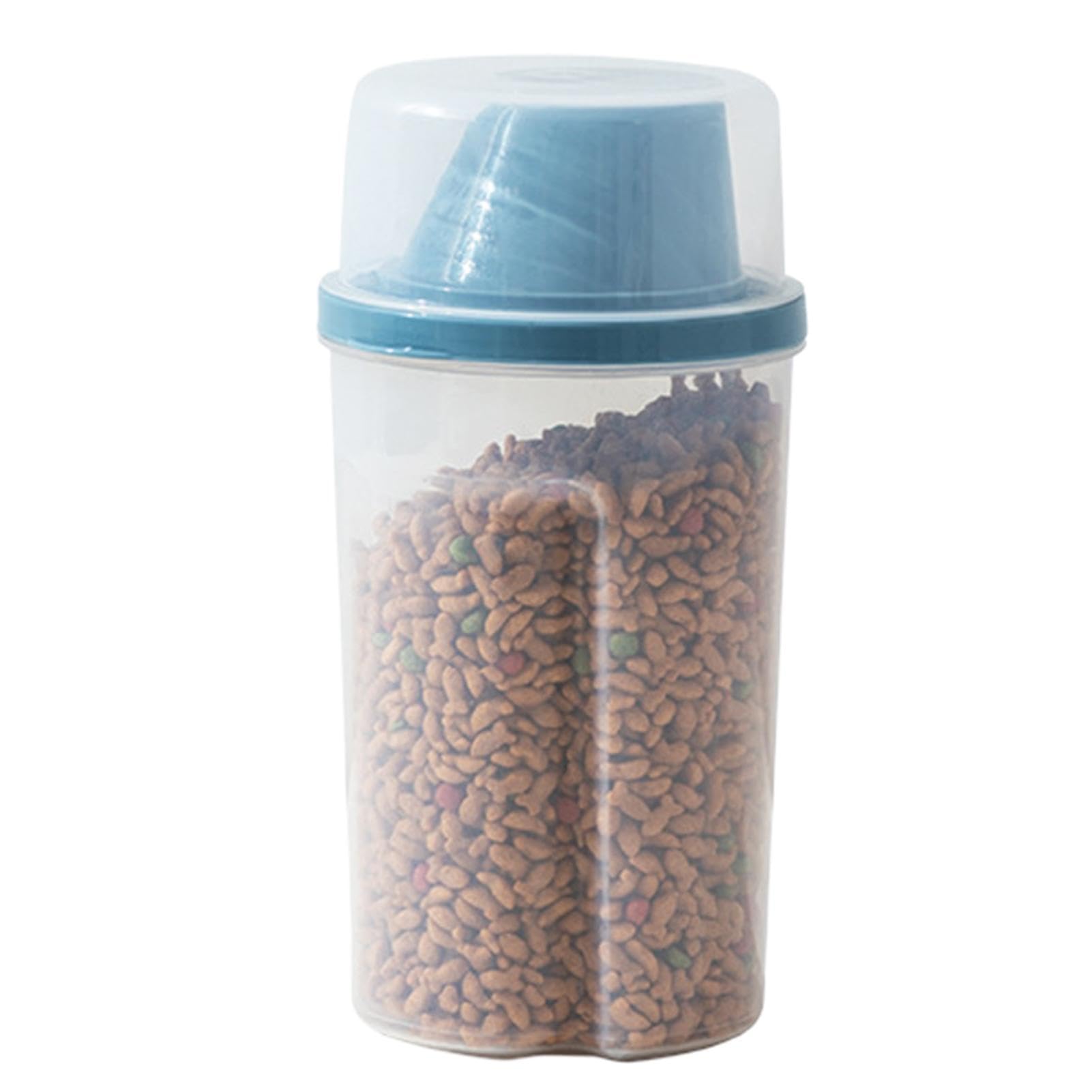 Dirfuny Dog Food Container Airtight Cat Pet Food Storage Container with Cup Pour Spout Food Dispenser for Dog, Cat, Bird, 1L