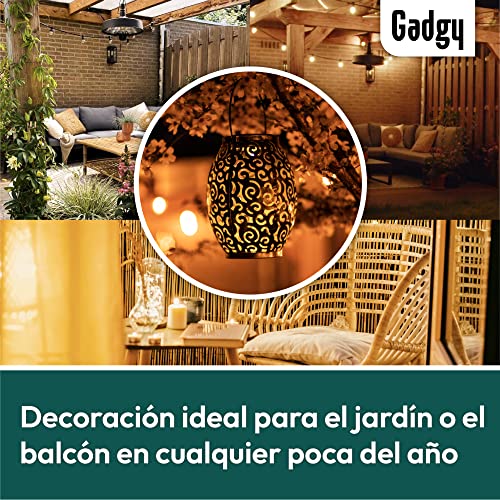 Gadgy - Juego de 2 faroles solares LED para exteriores, impermeables, estilo marroquí, luces decorativas para jardín, terraza y balcón, Decoracion Jardin Exterior - imagen 4