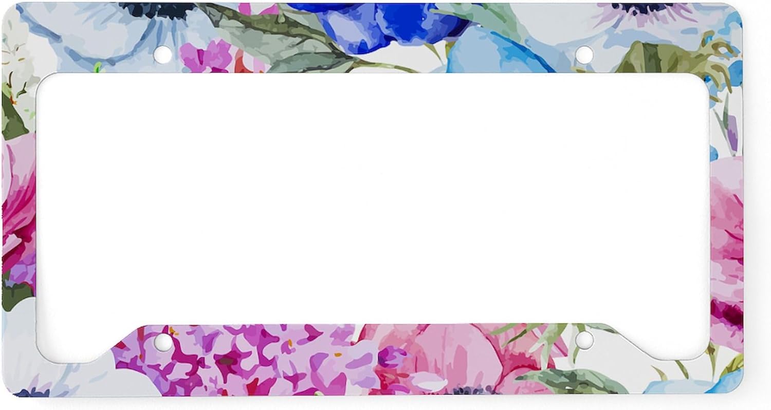 CafePress Vintage Chic Pink Floral License Plate Holder Aluminum License Plate Frame, License Tag Holder