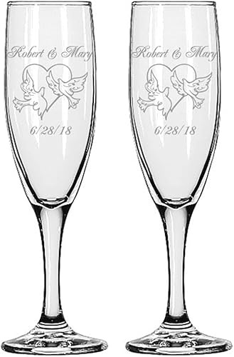 Gifts Infinity - Juego de 2 copas de champán grabadas para boda y brindis