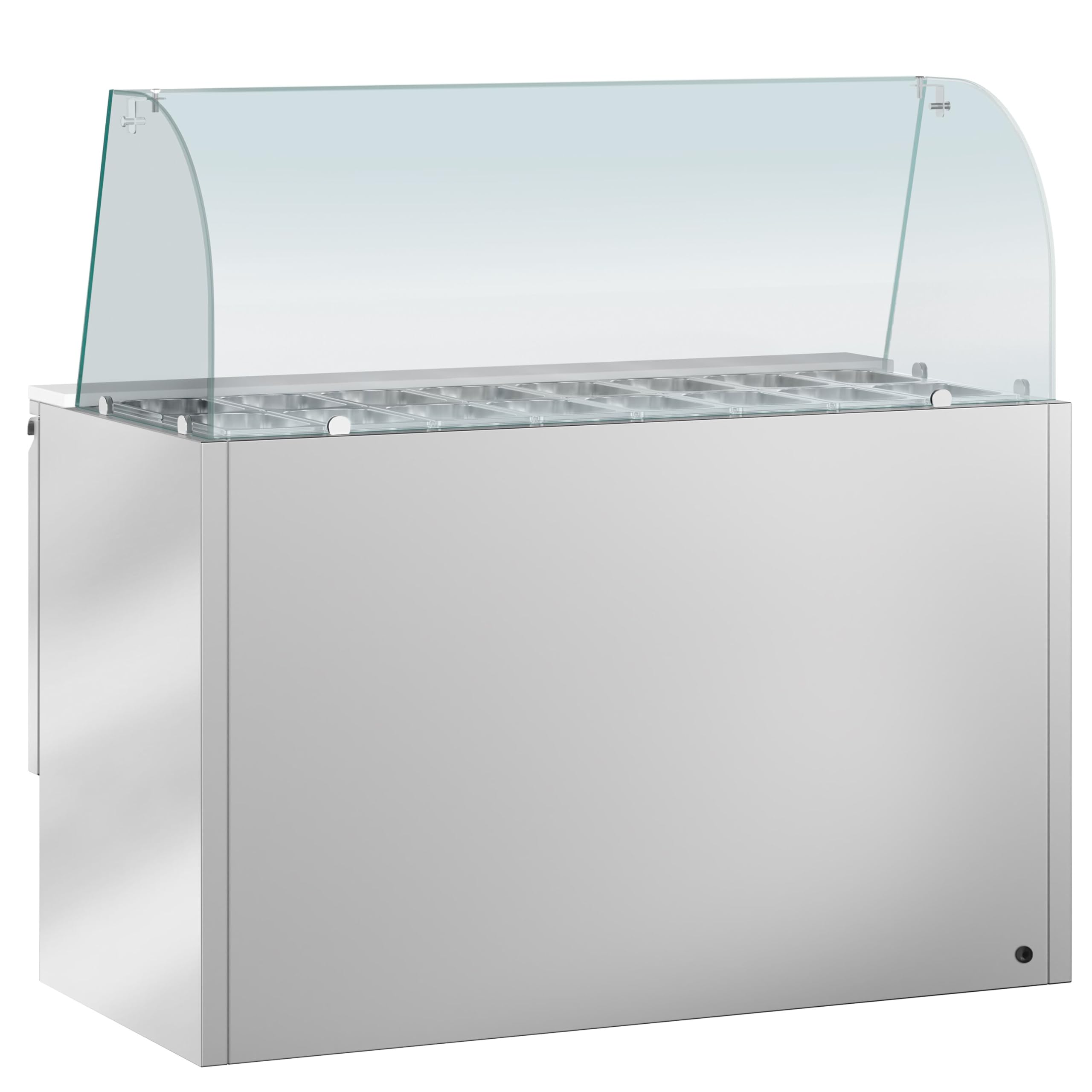 GGM Gastro Saladette ECO - 3 Puertas - 260 Litros - Parte Superior de Vidrio Alto - 4x GN 1/1 - Acero Inoxidable - Aislamiento de Poliuretano de 4 cm - Termostato - SAG147DRG#GSG147#07