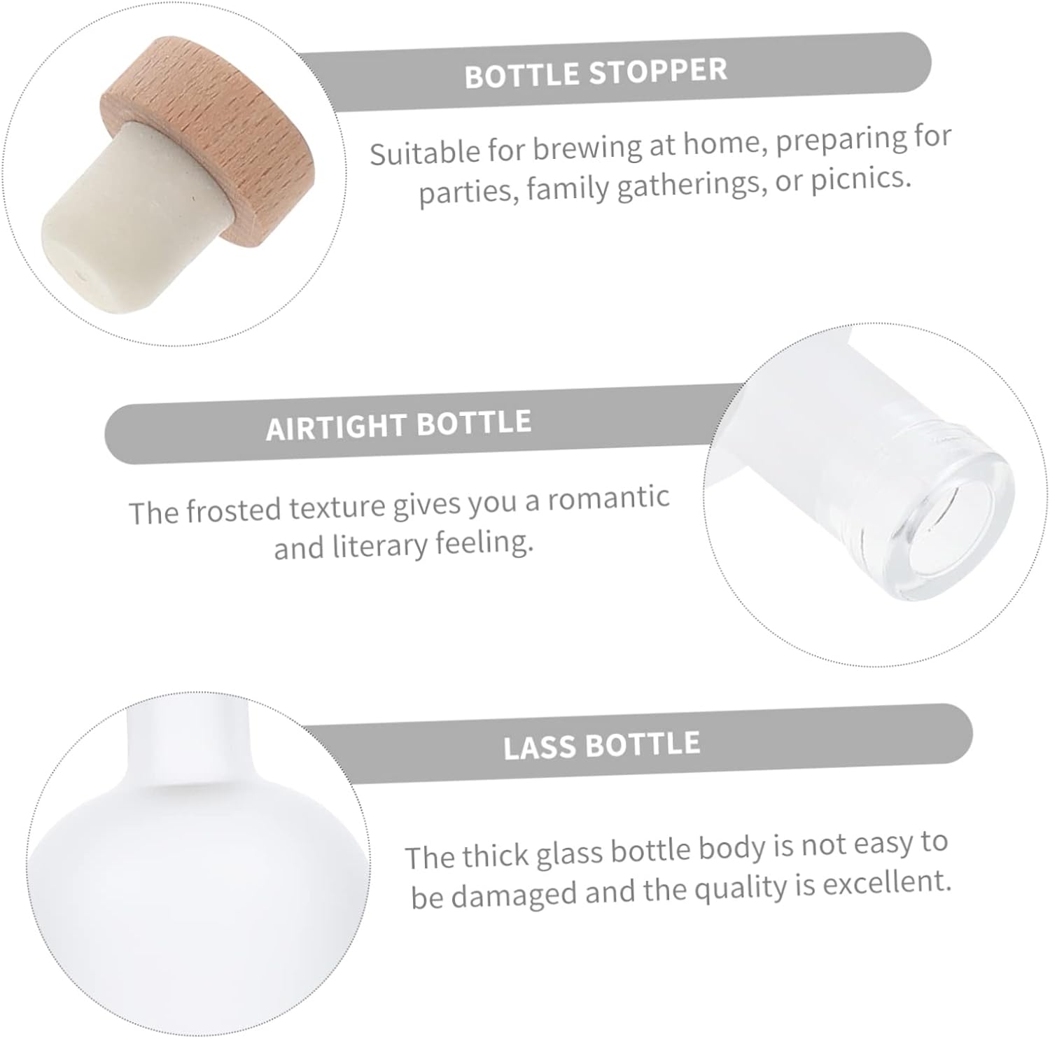 MAGICLULU 2pcs Wine Bottles Cork Refillable Airtight Drink Containers for Diy Cocktails Capacity for Parties Gatherings and Outdoor Events