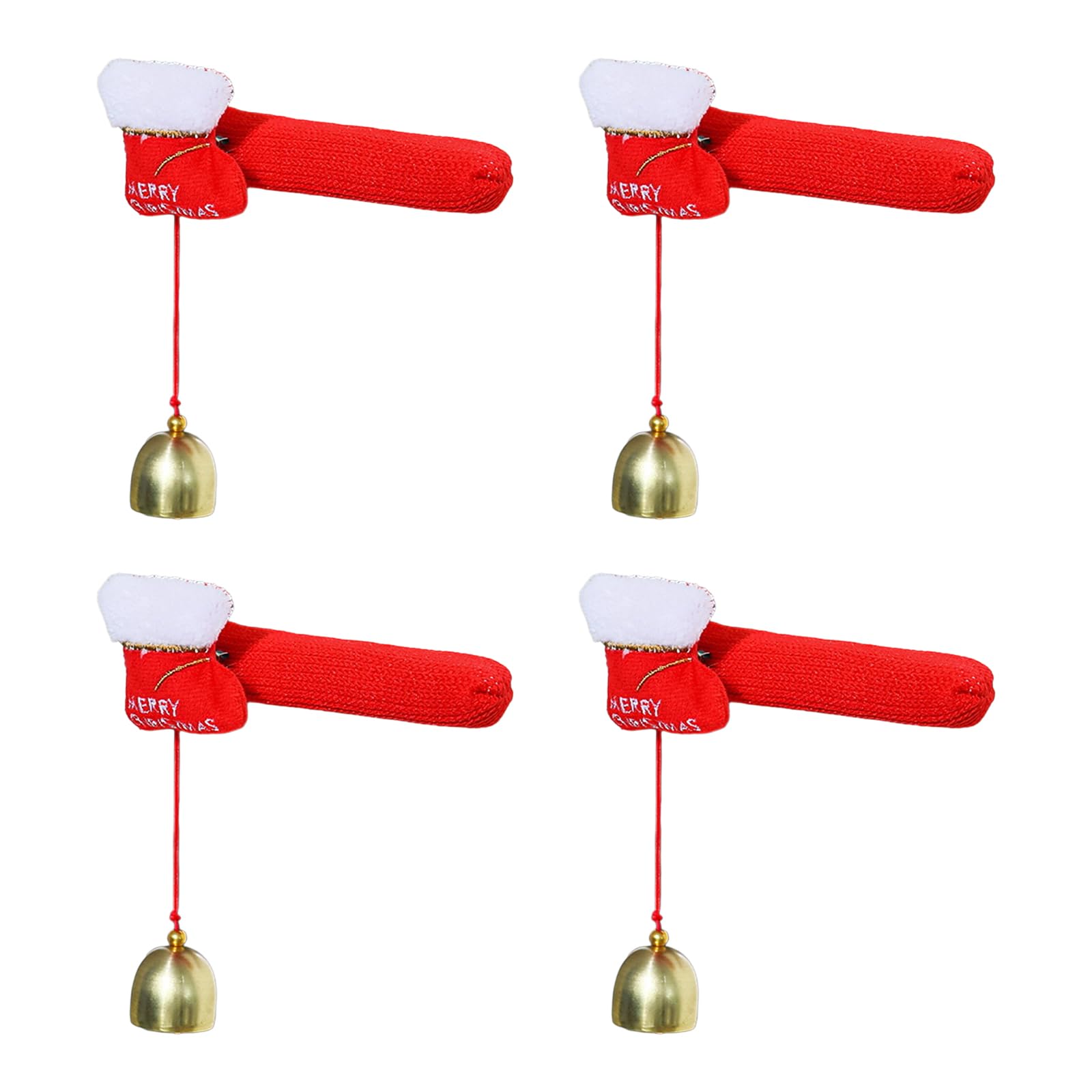 Msioytog D 4Pcs Holiday Oor Handle Covers With Hanging Bells Soft Christmas Ecors For Family Festives Accessories Quick Setups Holiday Oor Handle Covers