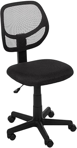Miniatura 9 de Tienda Basics Silla de escritorio con ruedas, ajustable, respaldo bajo, asiento acolchado, malla transpirable, giratoria, negro, 21.25 pulgadas de