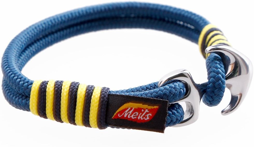 MEITS Nautical Rope Bracelet with Stainless Steel Anchor -Unisex Bracelet-Anchor Bracelet-Sailor Bracelet-Surfer Bracelet - Great Jewelry Gift Idea for Men & Women (18.5)