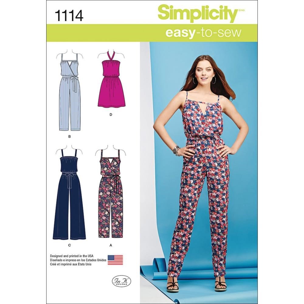 Patron de couture robe facile Simplicity 1114 guide multi-tailles XS à XXL pour débutant