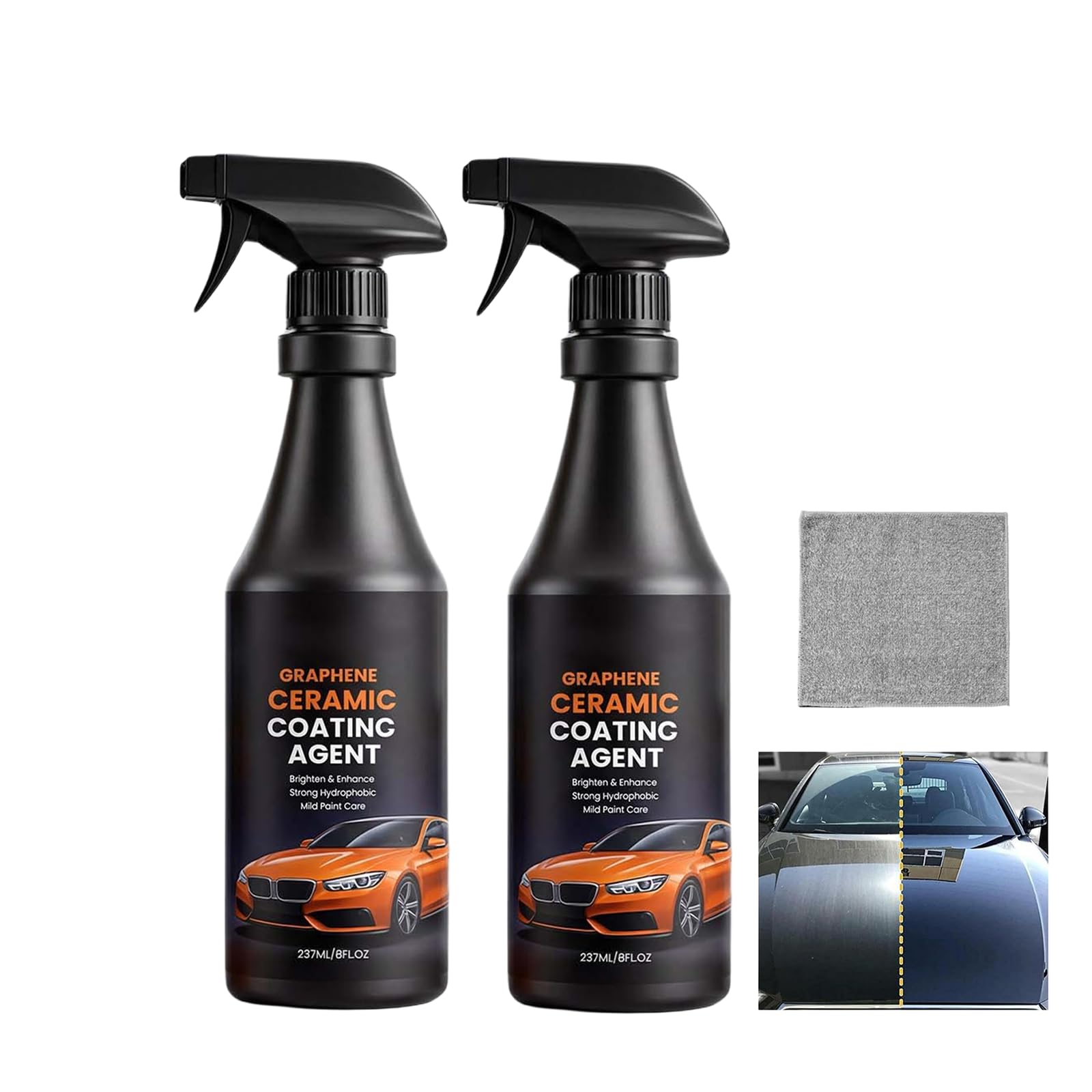 Kit Revêtement Céramique Graphène – Ceramique Voiture, Protection 10+ Ans & Finition Ultra Brillante, Polish Voiture Hydrophobe pour Entretien Longue Durée et Protection Ceramique Voiture (2PC)