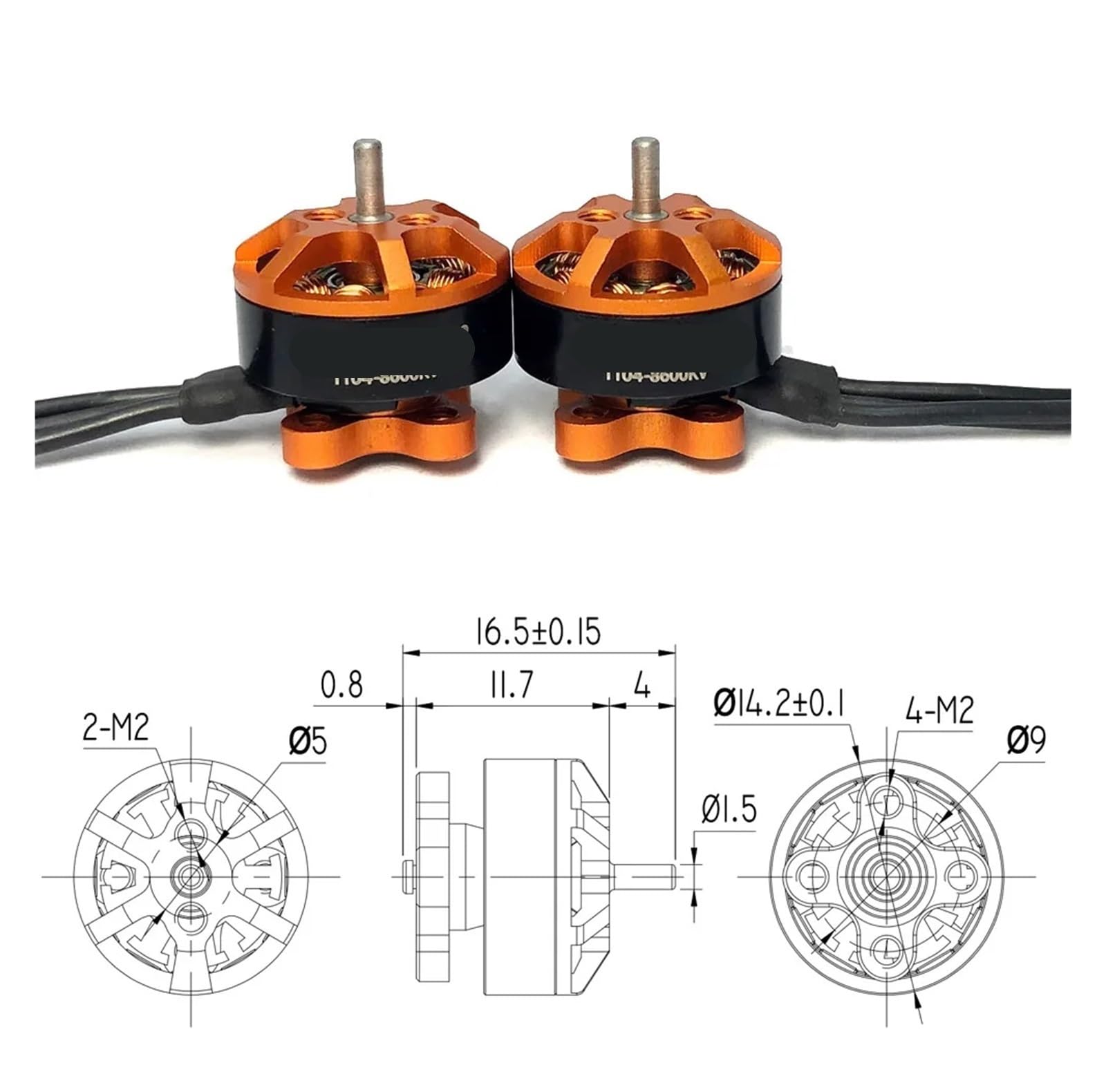 Motore Brushless 1104 7500KV 8600KV per Drone FPV 90-110mm 1-2S | Motore 1104 leggero 5,6g, albero 1,5mm, potente e silenzioso per racing FPV(1Pcs 1104 7500KV)