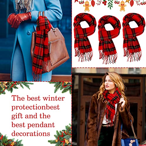 Funtery 12 Pcs Christmas Buffalo Plaid Scarf Women Checked Winter Soft Cashmere Feel Scarf Warm Classic Black Tartan Shawls Wraps for Women Men3