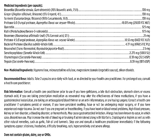 Designs for Health Inflammatone - Turmeric Supplements with Proteolytic Enzymes, Boswellia, Quercetin & Resveratrol (60 Capsules) - Image 3