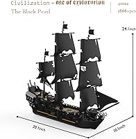 Vista 4 de JMBricklayer Kits de construcción de barcos, juguetes de construcción de modelo de barco, juego de modelo de barco pirata, decoración de sala