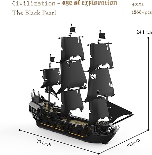 Miniatura 4 de JMBricklayer Kits de construcción de barcos, juguetes de construcción de modelo de barco, juego de modelo de barco pirata, decoración de sala de