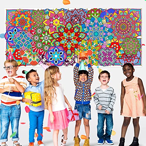 Large Coloring Poster For Kids Adults Mandala Flower Giant Wall Art Decorations Jumbo Coloring Flower Posters For Great For Bedroom Living Room Classroom Decor Diy Painting Crafts (Mandala Flower, 55"X24") #TOP2