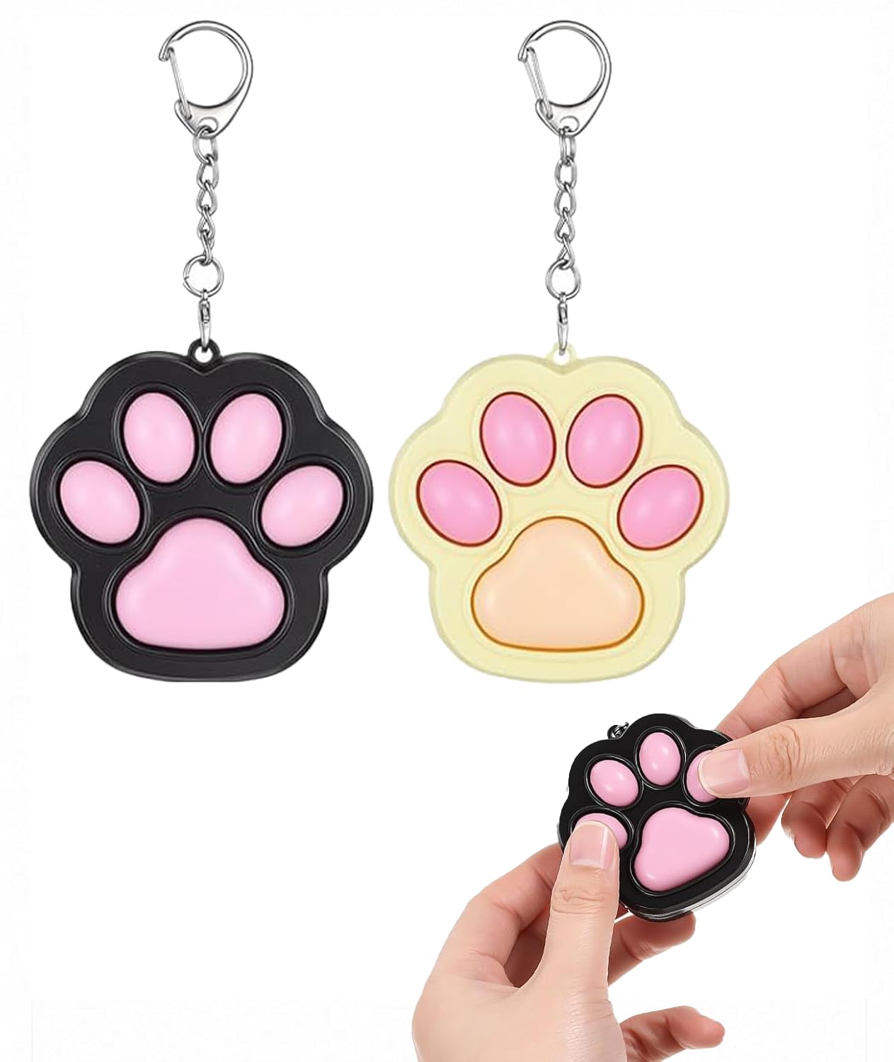 2 Pcs Cute Cat Paw Fidget Keychain, Stress Relief Keyboard Keychain, Keyboard Keychain, Interactive Keyboard Fidget Toy, Portable Stress Relief Keychain, Daily Anxiety Relief Toys-image-42