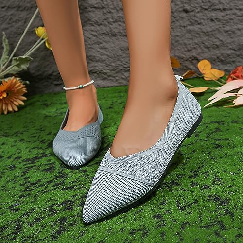 Flats for Womens Pointed Toe Slip On Ballet Dress Shoes Knit Mesh Breathable Comfortable Casual Mary Jane Flats Dressy Work Office Travel Women Non Slip Soft Sole Dance Lazy Shoes2