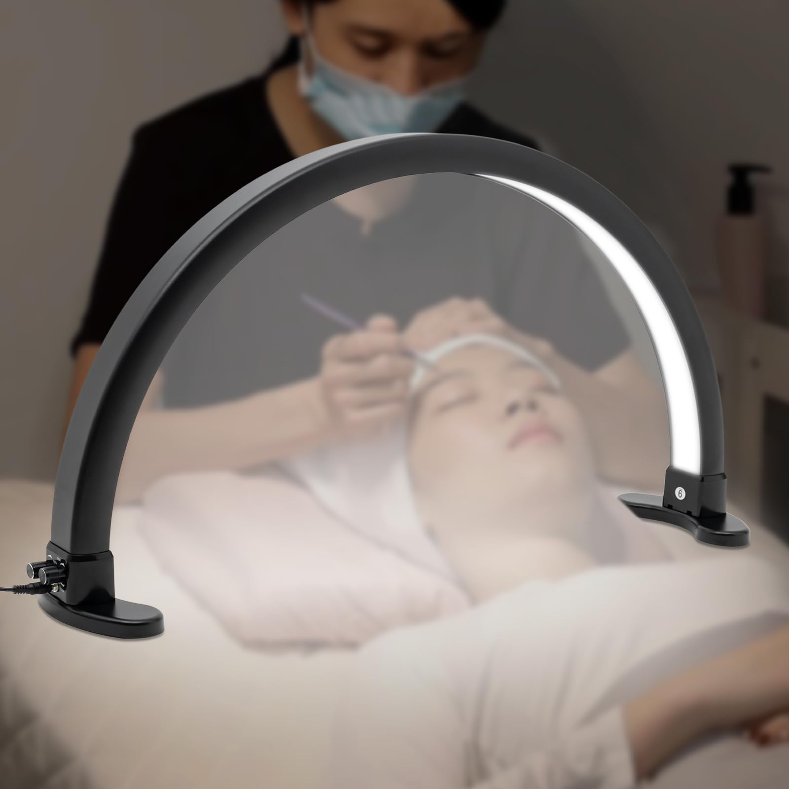 Lampa półksiężycowa do paznokci 45 W lampa biurkowa LED półksiężyc 2700-5600 K regulowana jasność rzęsy lampa stołowa przedłużająca rzęsy, do sklepów z manikiurem, salonów kosmetycznych, dla rodzin