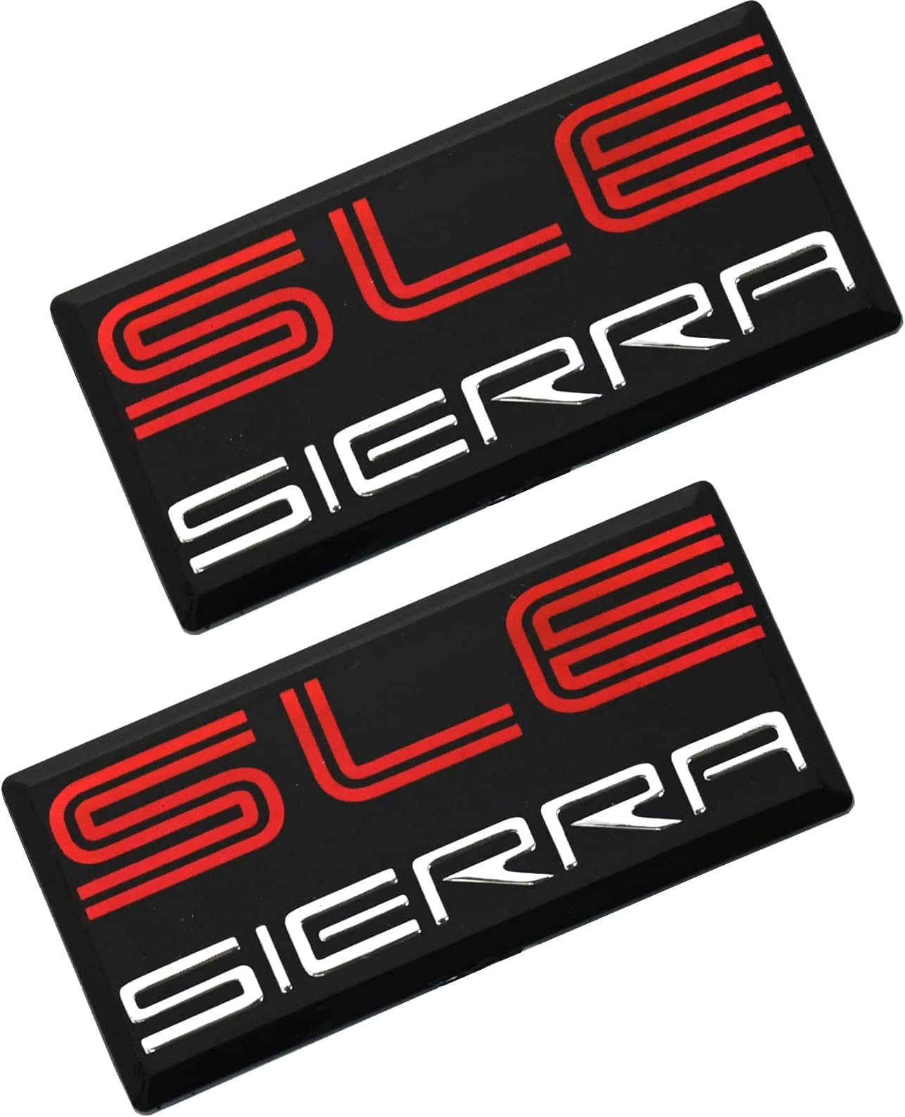 SSDD 2pcs New SLE Sierra Emblems Replacement for GMC 1500 2500 3500 Pillar Cab Roof Side Badge 88 89 90 91 (Red/Chrome) (CH-SLEsierra)