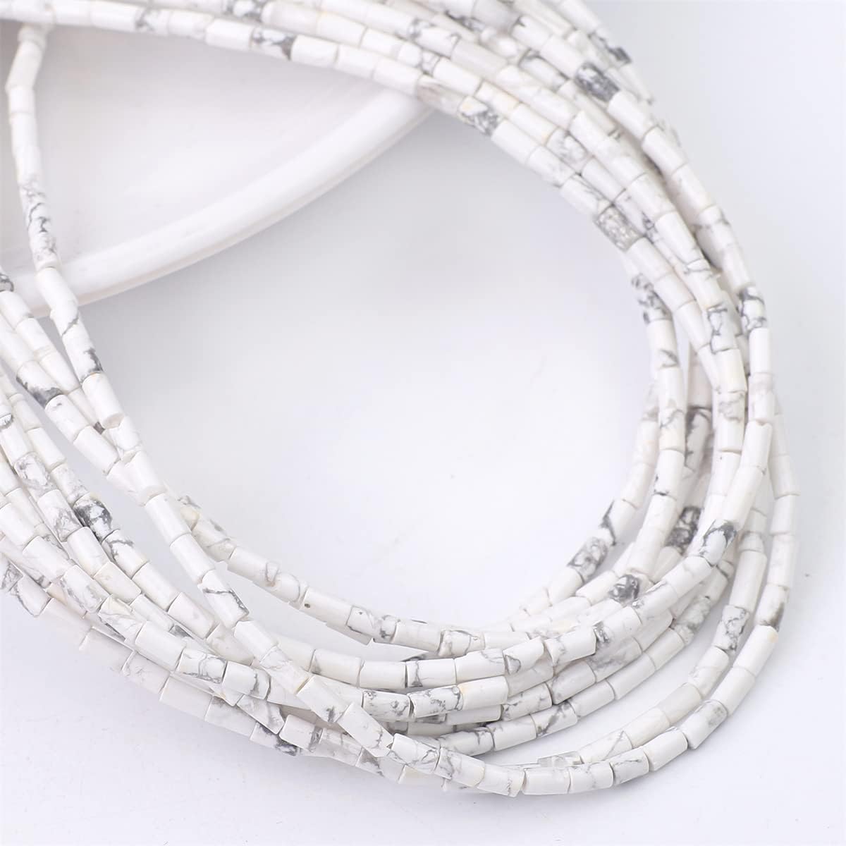 Natural White Howlite Tube Beads Cylinder 2x4mm 38cm/Strand Stone Beads for Jewelry Making - Image 5