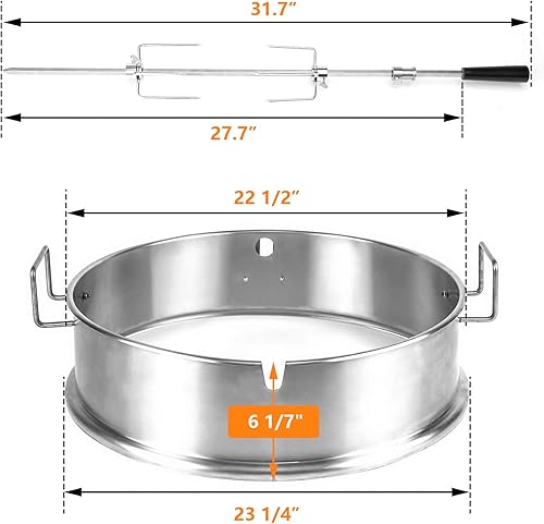 Miniatura 3 de GRISUN Kit de asador para parrillas Weber Kettle de 22 pulgadas, kit de anillos de asador mejorado para parrillas de carbón Weber, Napoleon,