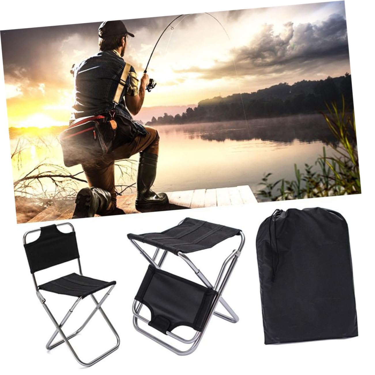 HEMOTON Sedia Pieghevole per Campeggio Sgabello da Esterno Leggero Comodo per Sport all Aperto Sedia da Pesca Pieghevole per Picnic Giardinaggio e Viaggi