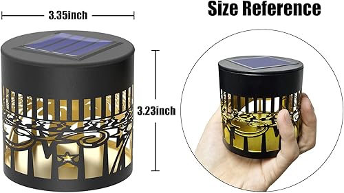 Miniatura 5 de Paquete de 2 luces solares de metal para vallas, luces solares de pared para exteriores, cubierta de sol, luna, luz impermeable para valla para