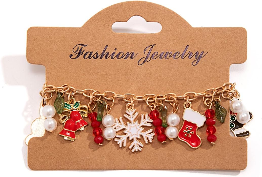Christmas Clay Bead Bracelets Stackable Stretch Bracelet for Women Christmas Charms Jewelry