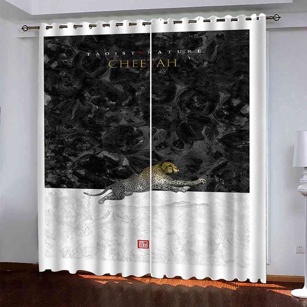 Rideau occultant à oeillets guépard 3D 200x160 cm pour habiller la chambre
