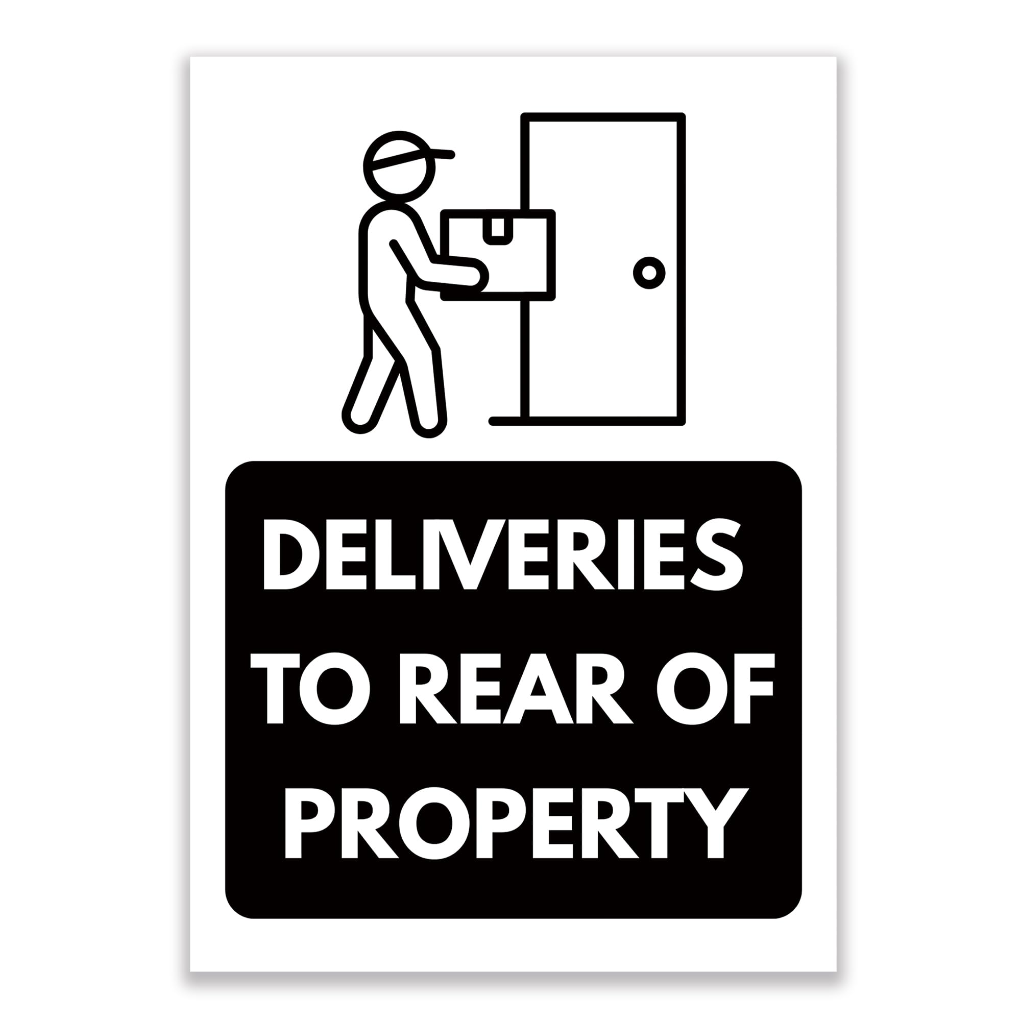 LP Lifestyle Deliveries to Rear of Property Sign Durable Weatherproof Rust-Free Waterproof PVC Door Direction Notice Delivery Instruction Sign Home Business No.502 (A4 (210mm x 297mm) – No Holes) — image 1