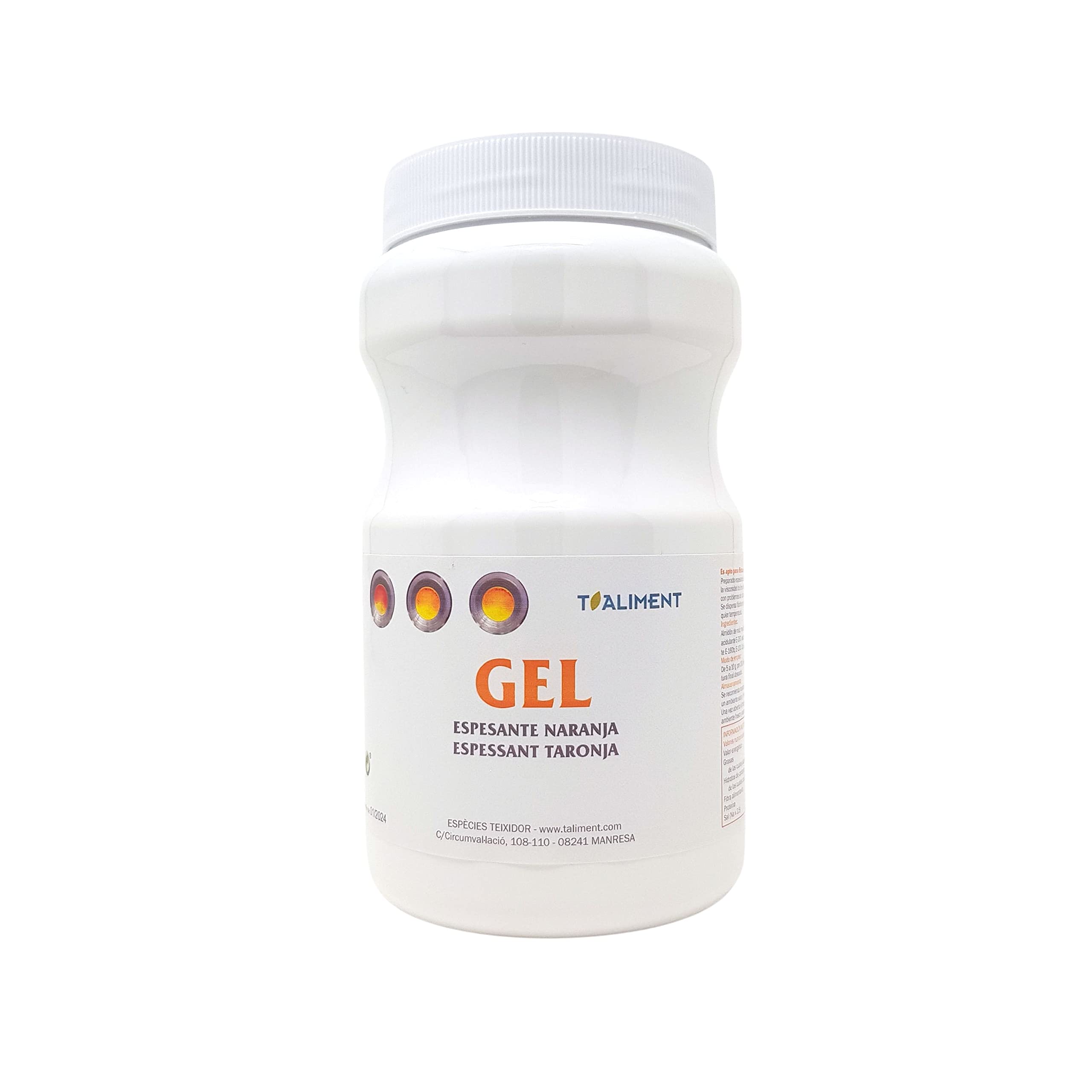 Taliment | Espesante Alimentario para Liquidos | Gel Espesante Bote 550g | Espesante para Liquidos | Gelificante Instantáneo de Naranja