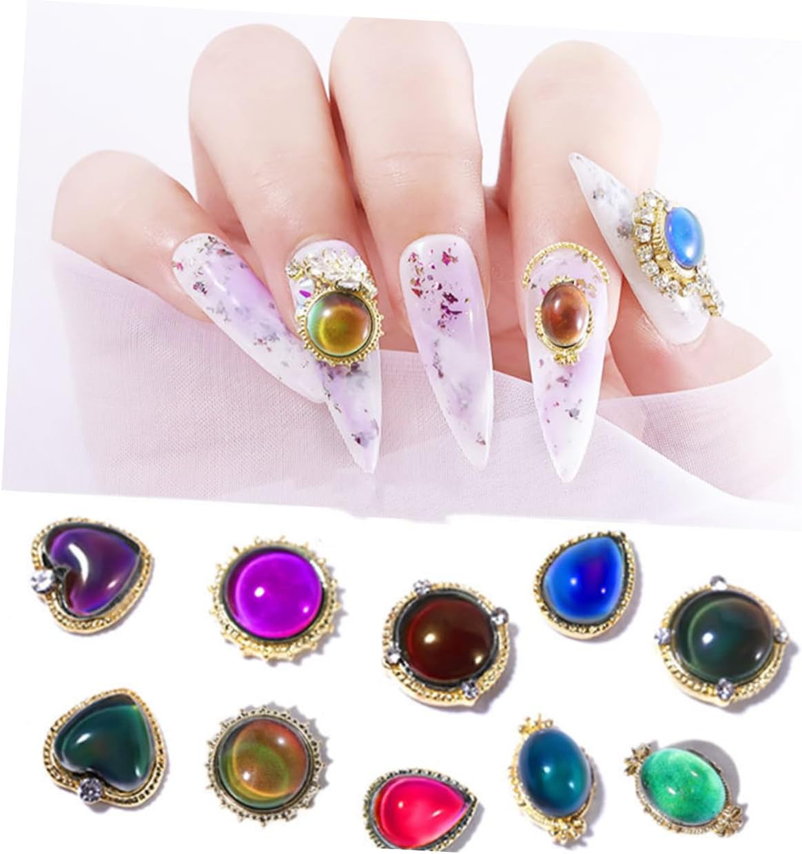 15pcs Unique Nail Art Decoration Shiny Opal Manicure Decals Easy to Apply Nail Stickers