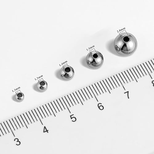 Miniatura 9 de Cuentas de acero inoxidable a granel 0.197 in300PCS Cuentas espaciadoras de metal redondas a granel para fabricación de joyas