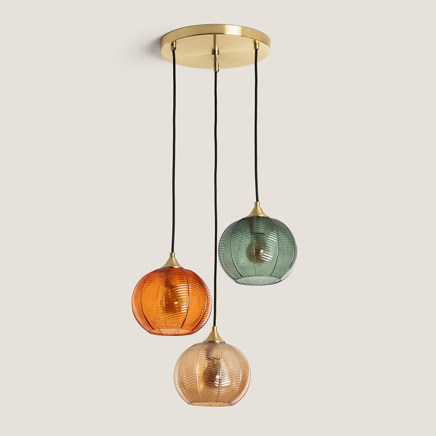 LEDKIA Lampada a Sospensione Vetro Tri Klimt Multicolore | Design Classico Anni Venti | Compatibile con Lampadine E27 | Per Soggiorno, Cucina, Camera | IP20