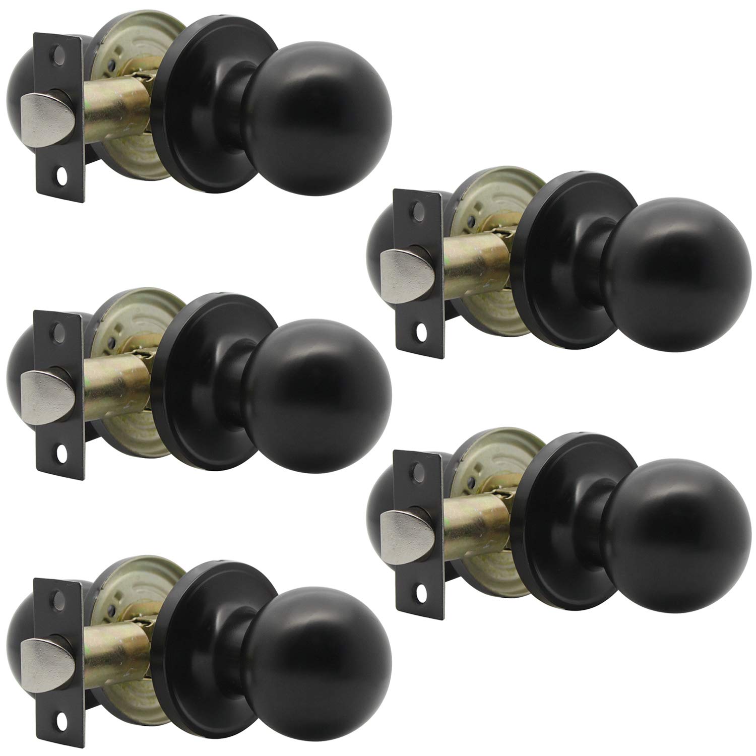 Buy Probrico Matte Black Hall/Closet Door Knobs, Round Ball Passage
